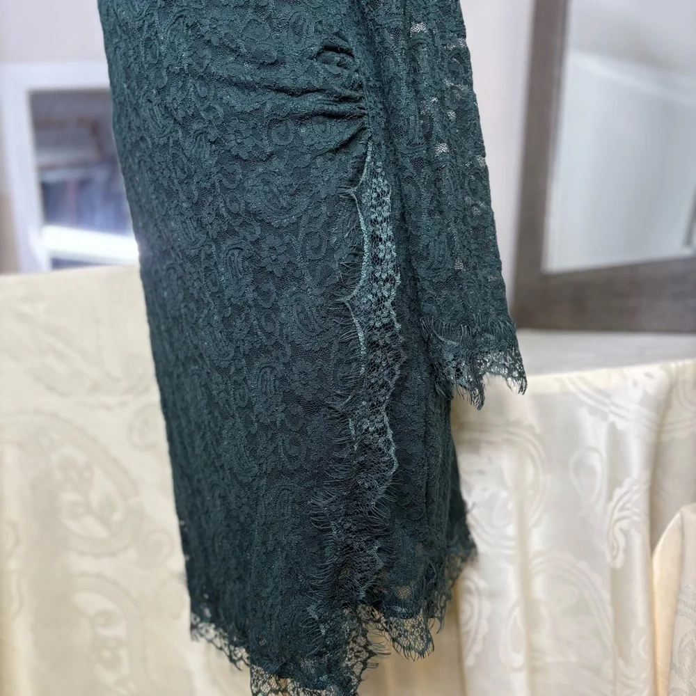 Free People Dark Green Lace Long Sleeve Dress